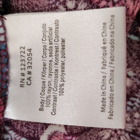 12561 FINAL PRICE One September burgundy, purple & aqua floral blouse L - Picture 9 of 10